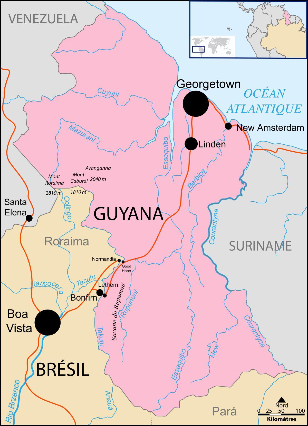 mappa della Guyana location nel mondo
