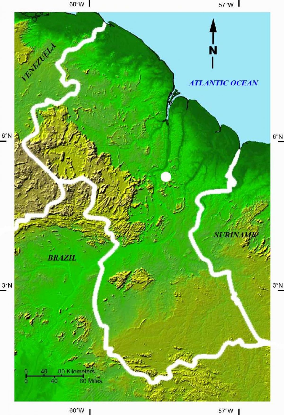 mappa di mappa satellitare della Guyana