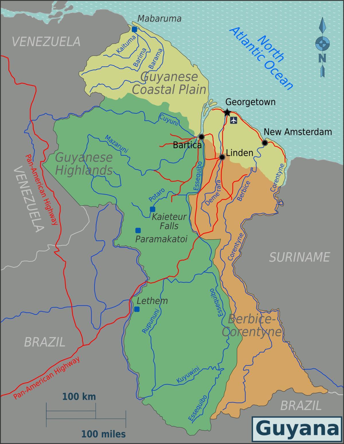east coast demerara Guyana mappa