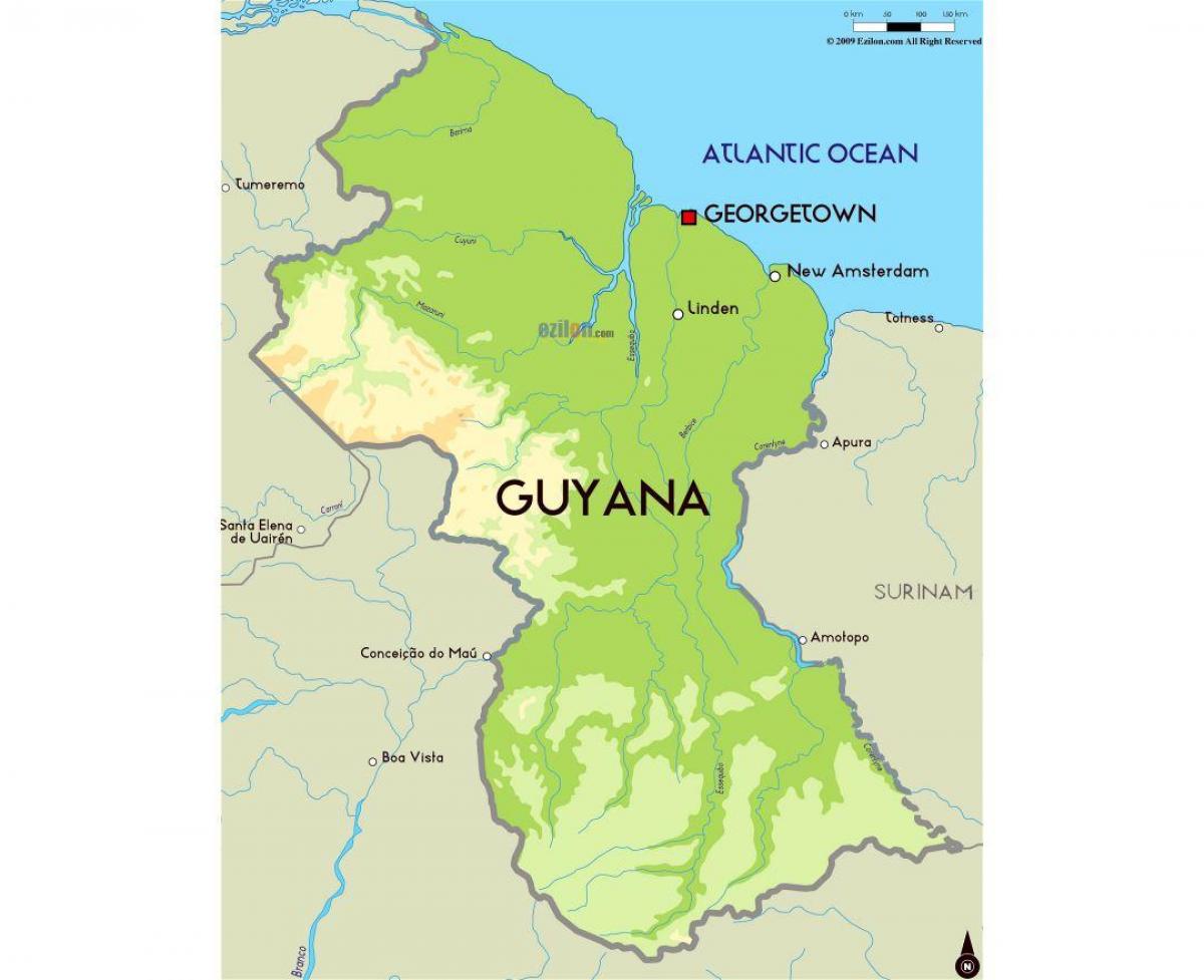 una mappa della Guyana