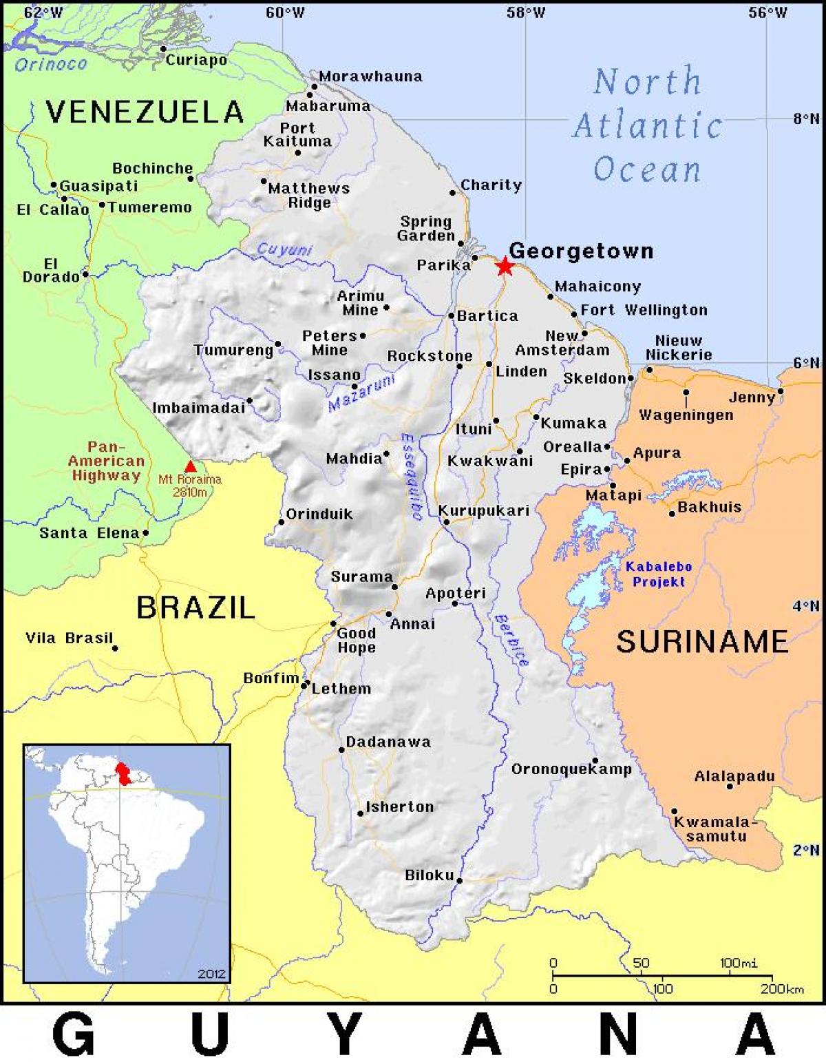 mappa della Guyana paese