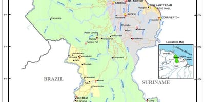 Mappa della Guyana risorse naturali