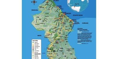 Mappa di mappa che mostra come gli amerindi è venuto a Guyana